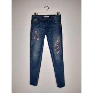 2/$40 All Pants - Zara Premium Denim Jeans with Beaded Floral Studs